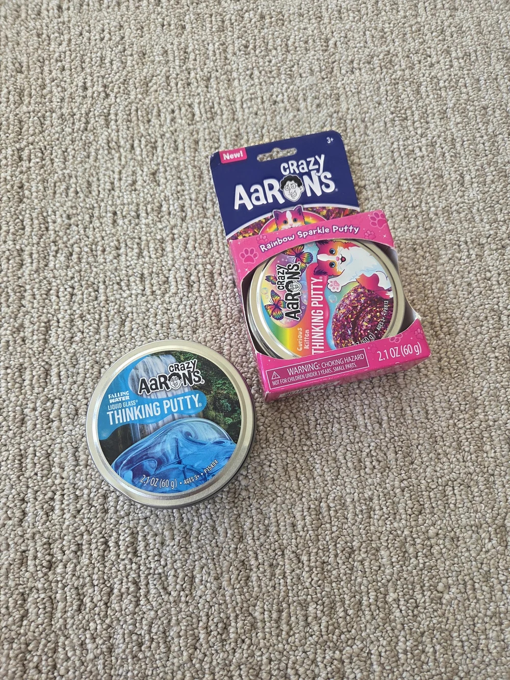 Crazy Aaron's Thinking Putty Duo - Blue & Rainbow Sparkle